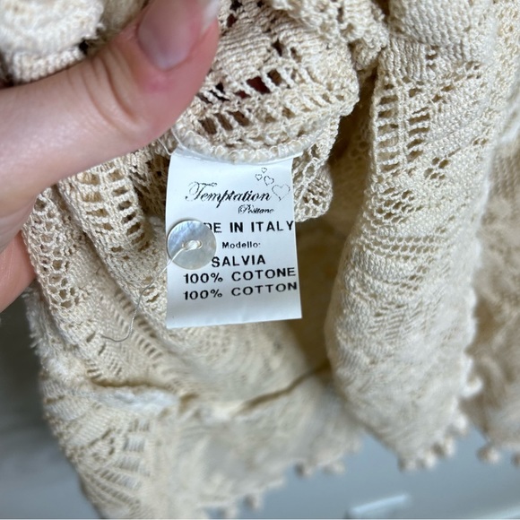 Temptation Positano 100% Cotton Cream Crochet Lace Tunic Mini Dress Size L - Picture 11 of 12